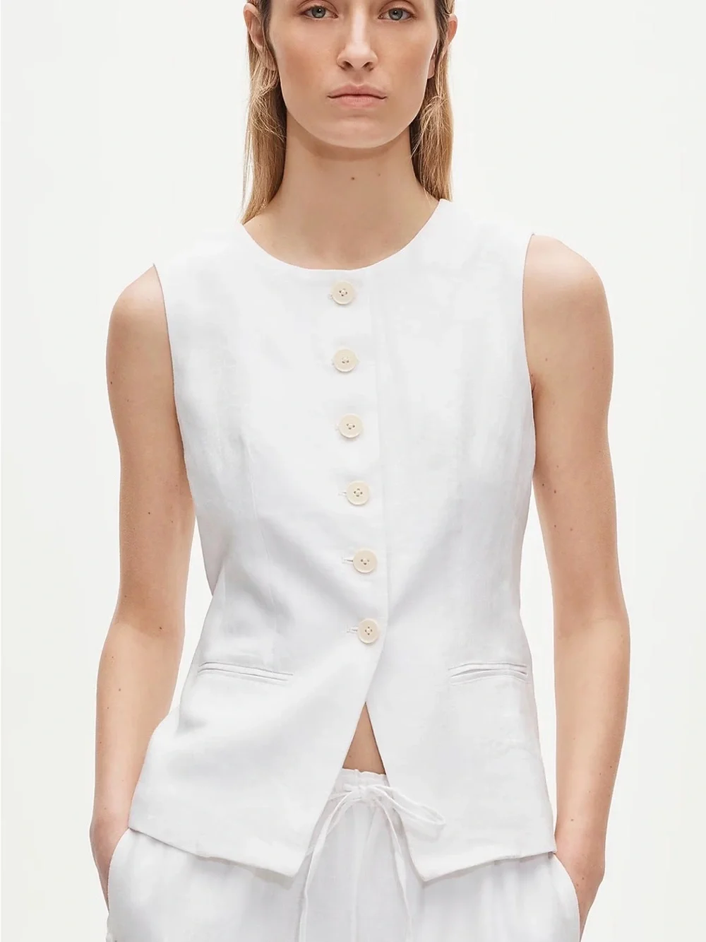 J Crew Cutaway vest top in white linen